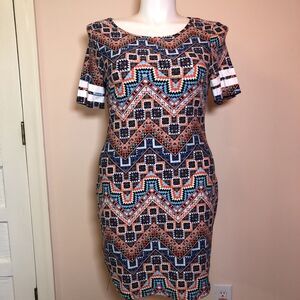Bobbie Brooks' Ladies Short Sleeve Mini Dress Large Soft Stretch Pink Blue